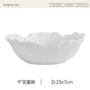 Axyaa Pure White Ceramic Cabbage Relief Bowl for Fruits and Salad