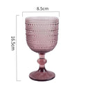 Axyaa Spiral Floral Embossed Goblet Set - 300ml Vintage Wine Glasses Cozy Collection