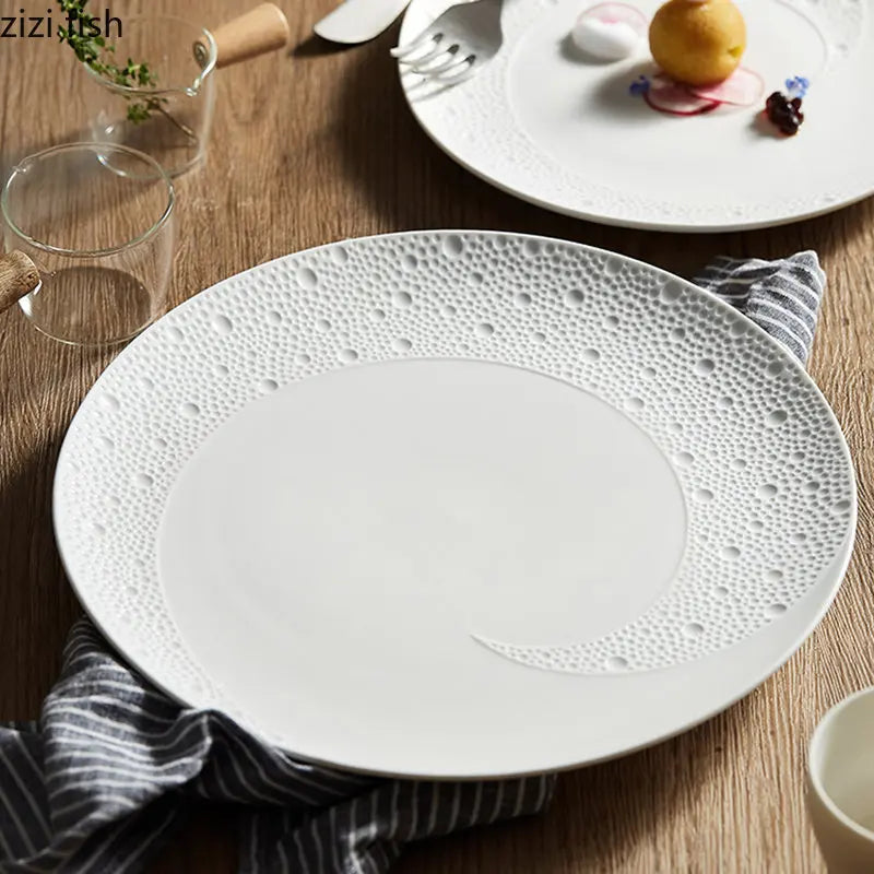 Axya Ceramic Dinner Plates - Elegant Round Tableware for Restaurant, Pasta, Sushi