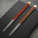 Axyaa Mahogany Stainless Steel Chicken Wings Chopsticks Gift Box