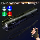 Axyaa Rechargeable Multi-Color LED Flashlight: Fishing, Camping, Hunting, Photography, Selfie