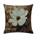 Axyaa Retro Rose Linen Pillowcase 45*45cm - Furniture Decorative Cushion Cover