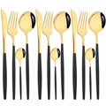 Axyaa Green Gold Stainless Steel Flatware Set for 12 Dinner Knife Forks Teaspoon