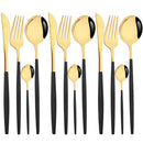 Axyaa Green Gold Stainless Steel Flatware Set for 12 Dinner Knife Forks Teaspoon