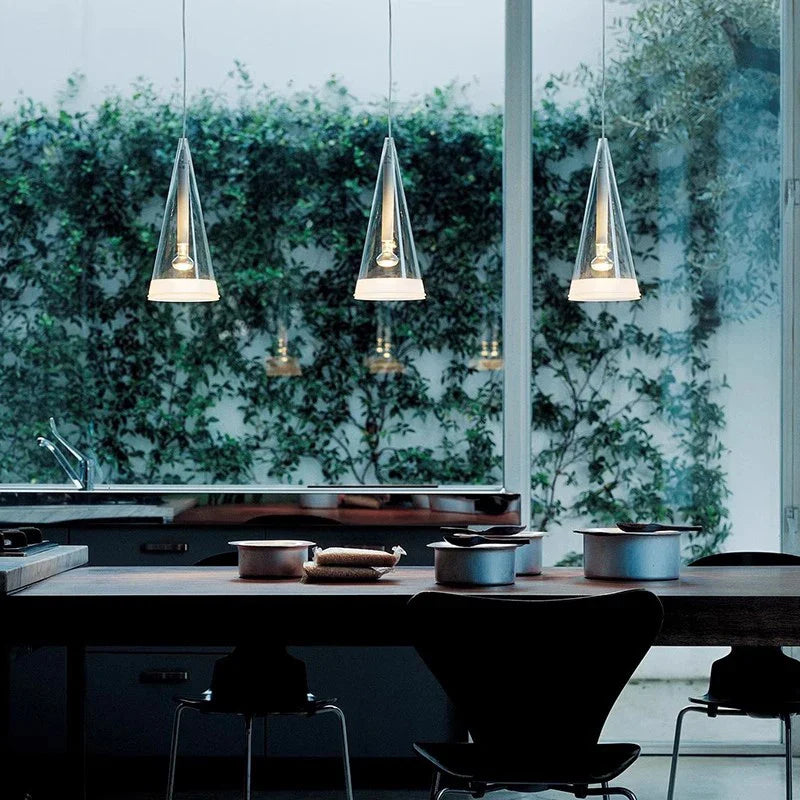 Axyaa Modern Glass Chandelier Pendant Light for Kitchen Island, Bedroom & Restaurant