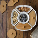 Axya Rotating Platter with Wooden Lid - Dried Fruit Tray & Snack Platter