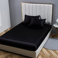Axyaa Satin Fitted Bed Sheet Set Queen/King Size Luxurious Soft Silky Elastic Bedsheet