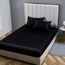 Axyaa Satin Fitted Bed Sheet Set Queen/King Size Luxurious Soft Silky Elastic Bedsheet