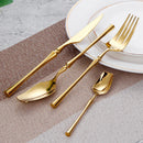 Axyaa Gold Stainless Steel Flatware Set - Elegant Black Dinnerware Tableware