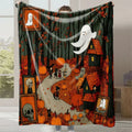 Axyaa Halloween Pumpkin Print Flannel Blanket - Cozy Office & Home Gift