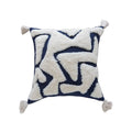 Axyaa Bohemian Tufted Navy Fringe Geometric Throw Pillow Cover