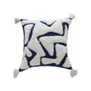 Axyaa Bohemian Tufted Navy Fringe Geometric Throw Pillow Cover