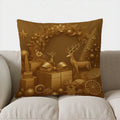 Axyaa Deer Tree Gift Cushion Cover for Sofa Bedroom Car - Golden Christmas Pattern