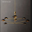 Axyaa Mid Century Black Gold Chandelier Sputnik Light Industrial Metal Lamp