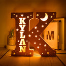 Axyaa Personalized LED Name Wall Decor Night Light with Stars for Family, Couples, Kids - Wooden Lamp