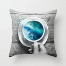 Axyaa Coffee Print Polyester Throw Pillow Case for Home Sofa Chair Decor