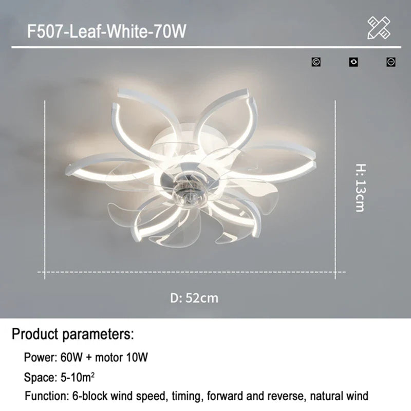 Axyaa Bladeless Ceiling Fan with Dimmable Light and Control for Home Bedroom Living Room