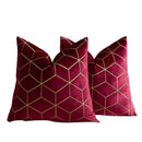 Axyaa Red Jacquard Diamond Geometry Pillow Cover for Festive Home Decor