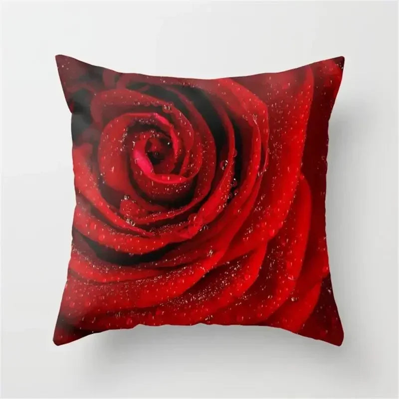 Rose Flowers Cushion Cover 45x45cm Nordic Style Home Decor Throw Pillow Axyaa