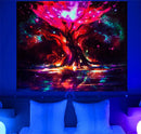 Axyaa Psychedelic Tree of Life Fluorescent Tapestry UV Wall Hanging