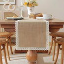 Axyaa Linen Lace Table Runner for Holiday Wedding Décor and Dining Table Enhancement