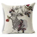 Axyaa Linen Cushion Cover 45x45cm, Flower & Animal Design for Sofa & Bed