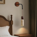 Axyaa Yellow Travertine Wooden LED Wall Lamps With Switch for Living Room Stair Light