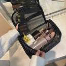 Axyaa Mesh Toiletry Organizer Small/Large Makeup Bag with Zipper - Portable & Durable