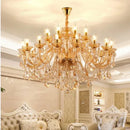 Axyaa Luxury Crystal Chandelier for Living & Dining Room - Elegant Golden Villa Candles Hanging Light