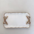 Axyaa Vintage White Bow Tie Ceramic Tray for Kitchen and Living Room