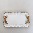 Axyaa Vintage White Bow Tie Ceramic Tray for Kitchen and Living Room