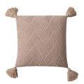 Axyaa Twill Knit Cushion Cover 45x45cm - Solid Pillow Case with Tassels