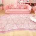 Axyaa Irregular Pink Fluffy Rug Flowers Printed High End Soft Floor Mat