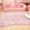 Axyaa Irregular Pink Fluffy Rug Flowers Printed High End Soft Floor Mat