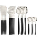 Axyaa 24Pcs Stainless Steel Cutlery Set Silver Western Dinnerware Flatware