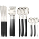 Axyaa 24Pcs Stainless Steel Cutlery Set Silver Western Dinnerware Flatware