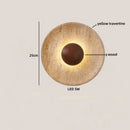 Axyaa LED Wall Sconce Wabi Sabi Yellow Travertine Stone Wood Bedroom Lamp