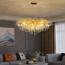 Villa Crystal Chandelier Pendant Light for Luxury Living Room, Dining, Bedroom - Axyaa Hanging Lamp