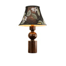 Axyaa Retro Wood Table Lamps with LED, Embroidery Fabric Lampshade for Home and Office
