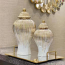 Axyaa Ceramic General's Vase in Electroplated Gold Finish