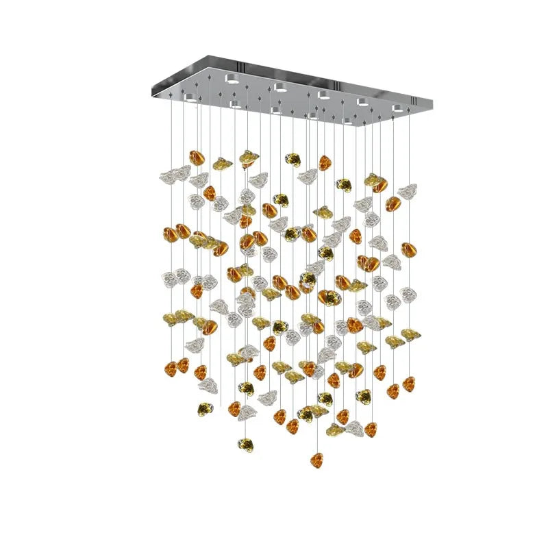 Axyaa Stone Chandelier: Modern Luxury LED Crystal Pendant Lights for Living Room