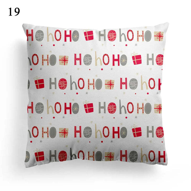 Axyaa Merry Christmas Santa Square Cushion Cover for Sofa and Home