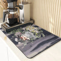 Axyaa Silicone Drainer Mat: Plant Style, Non-Slip, Absorbent Kitchen Drying Mat