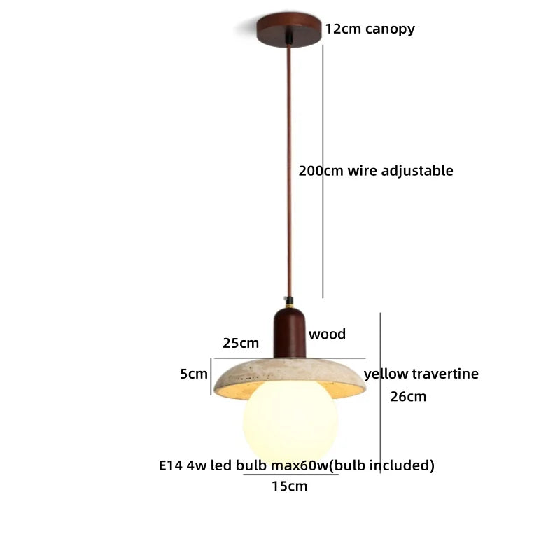 Axyaa White Glass Ball LED Pendant Lights with Wooden Base