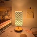 Axyaa Nordic Wood Base USB Lamp with Three-Color LED for Bedroom and Study