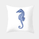 Axyaa Sea Life Decorative Pillow Cover - Blue Coral Seahorse Starfish Theme