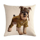 Axyaa Pet Animal Print Linen Pillowcase 45*45cm for Office Sofa Decoration