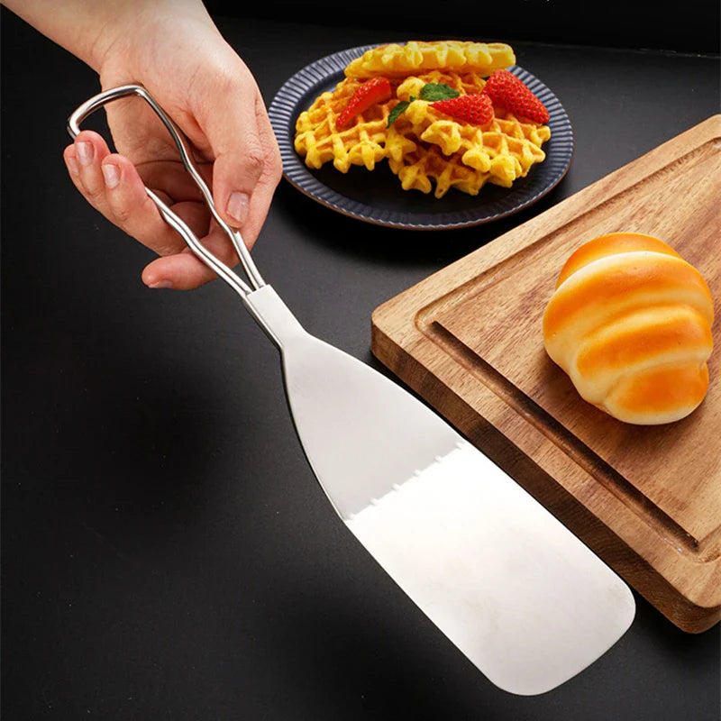 Axyaa Stainless Steel Steak Spatula with Anti-Scalding Handle BBQ Pizza Turner