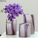 Axyaa Dreamy Purple Glass Vase for Table Decoration and Floral Arrangement