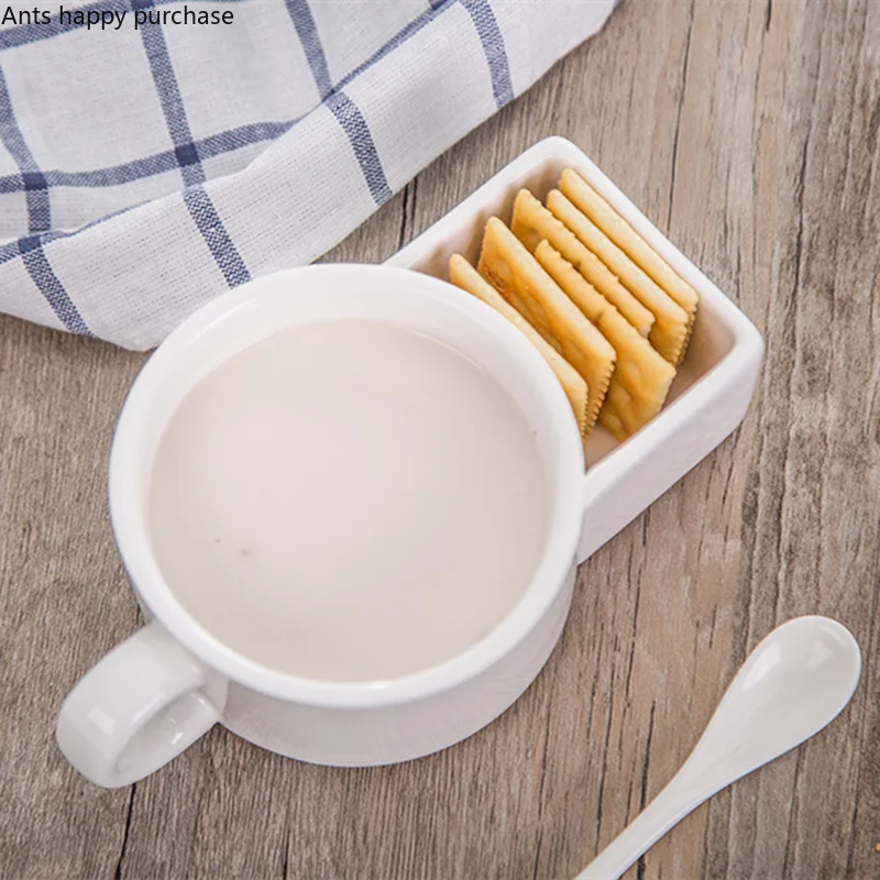 Axya White Ceramic Face Mug Cookie Holder Dim Sum Dessert Bowl Breakfast Cup